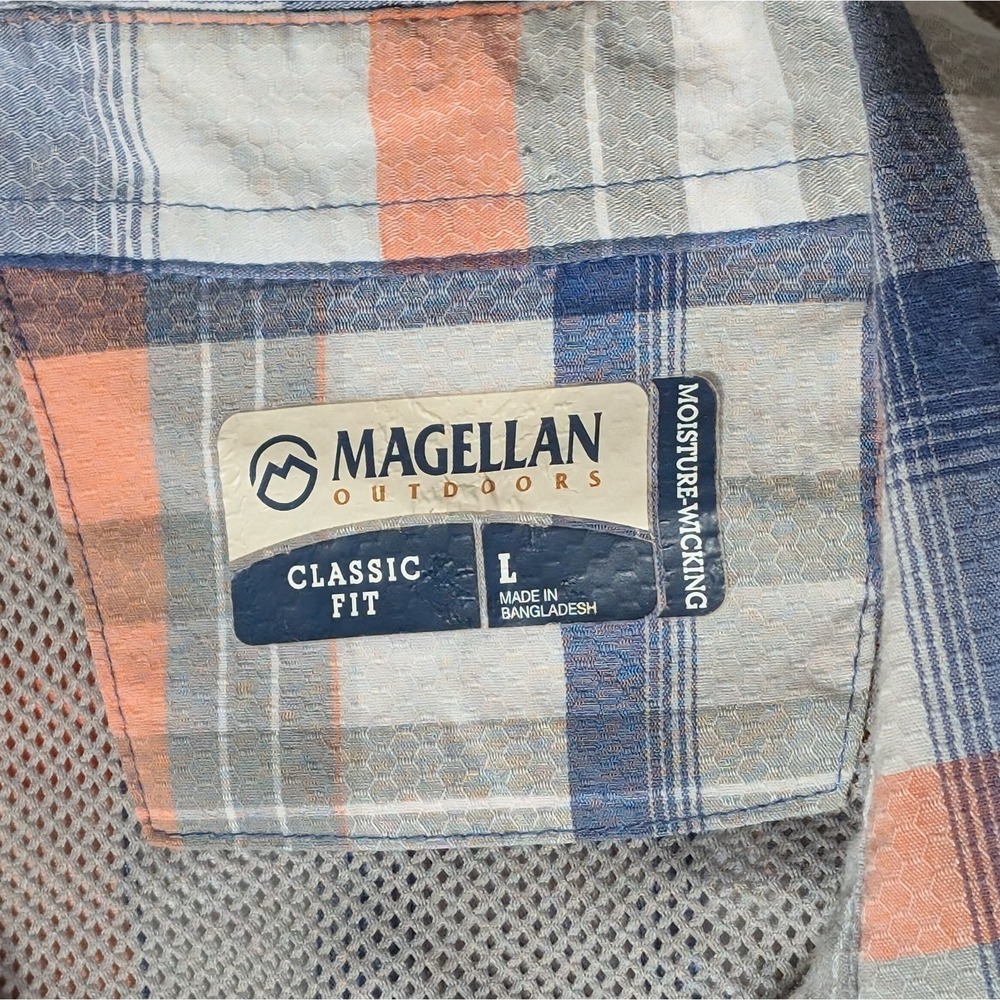 Magellan Shirt Mens L Classic Fit Moisture Wicking Short Sleeve Vented Fishing - Picture 3 of 11